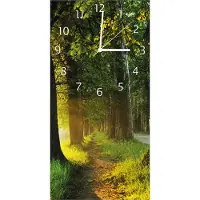 Wallario Design Wanduhr bedruckt, Größe 30 x 60 cm, Motiv: Allee bei Sonnenuntergang