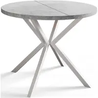Alpi Möbel Alpi Moebel, Runder Esstisch Loft Liten, Modern Ausziehbarer Tisch 120-200 cm, Hellgrau mit Weiß Metallbeinen