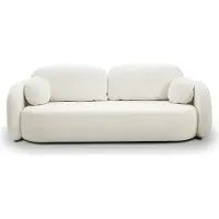 Masseno Sofa AMICO mit Schlaffunktion, Schlafsofa, Wohnzimmersofa, Couch, Soffa, Bettsofa, Bucle-Stoff – Creme SICURO 60