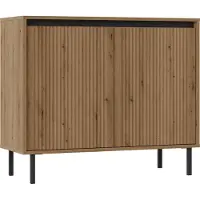 Masseno Kommode OSTIA 100 cm Sideboard mit 2 Türen für Wohnzimmer Schlafzimmer Modern 100x40x85 cm Goldfarben / Goldfarben