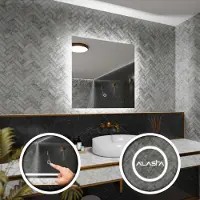 Alasta Rechteckiger LED-Spiegel 100x100 cm für Wohnzimmer, Schlafzimmer und Badezimmer