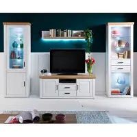 Lomadox TV Wohnwand BRASILIA-05 Wohnzimmermöbel in Pinie Aurelio & Grandson Oak Nb., opt. mit LED - B/H/T: 334/210/52cm