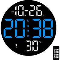 MODFU Wanduhren Multifunktionale, LED Digitaluhr, Stylische Wanduhr, Große Digitalanzeige Uhr, Leise Wanduhr, Moderne Wohnzimmeruhr, Design Wanduhr