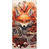 Wallario Design Wanduhr bedruckt, Größe 30 x 60 cm, Motiv: Flammenfuchs