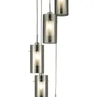 Searchlight Pendelleuchte Duo 2, Rauchglas/chrom fünfflammig