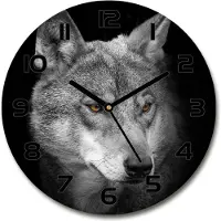 Tulup Wanduhr aus Glas 30fi Glasbild Glasuhr Gehärtetes Glas - schwarze-zeiger - Wolf