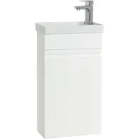 VCM 2-tlg Set | Waschplatz für Gäste WC | Gästebad | Waschtisch Toilette | grifflose Drehtüre | Badmöbel Badezimmer Set – Silora M hängend