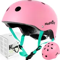 Malplay Kinder Fahrradhelm Rollerblade Skates Verstellbar Rosa mit Belüftung Leichtgewicht 48-54cm