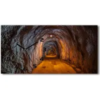 Tulup Wanduhr aus Glas – 60x30 cm - Glasbild - Glasuhr - Gehärtetes Glas - schwarze-zeiger - U-Bahn-Tunnel
