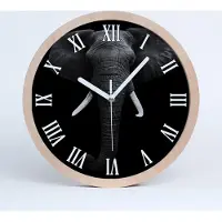 Tulup Holzuhr 30fi cm wanduhr - weiße Spitzen - Afrikanischer Elefant