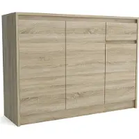 Masseno Kommode ASTORRE 113 cm Sideboard mit 1 Schubladen und 3 Türen für Wohnzimmer Schlafzimmer Modern 113x33x82 cm Sonoma Eiche / Sonoma Eiche