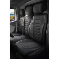 Generics Sitzbezüge Nissan Primastar 2022 - heute – Florida schwarz/grau – perfekte Passform (Sitz/Bank-ohne geteilte Sitzfläche und Rückenlehne der Doppelsitzbank)