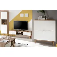 Furn.Design Wohnwand "Helge" in weiß und Eiche Riviera Schrankwand 3-teilig 337 x 197 cm