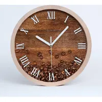 Tulup Holzuhr 30fi cm wanduhr - weiße Spitzen - Kaffeebohnen