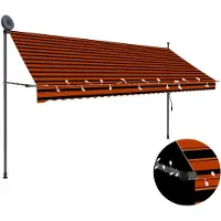The Living Store Einziehbare Markise Handbetrieben mit LED 350 cm Orange Braun