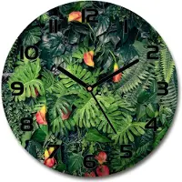 Tulup Wanduhr aus Glas 30fi Glasbild Glasuhr Gehärtetes Glas - schwarze-zeiger - Exotic jungle