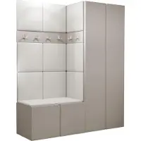 Mirjan 24 Garderoben-Set Orion III, Garderobe mit Sitzbank mit 11 x Wandpanel 42x42 (Farbe: Cashmere, Soft 017)