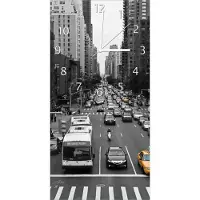 Wallario Design Wanduhr bedruckt, Größe 30 x 60 cm, Motiv: New York Yellow Taxi I