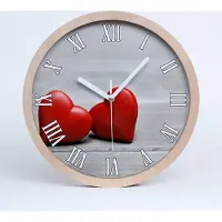 Tulup Holzuhr 20fi cm wanduhr - weiße Spitzen - Herz auf Holz