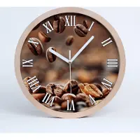 Tulup Holzuhr 25fi cm wanduhr - weiße Spitzen - Kaffeebohnen