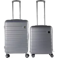 Linder Exclusiv GmbH Linder Exclusiv Diamond ABS Travel Kofferset, Reisekofferset MC3082 Silber, Hartschalenkoffer, Doppeltragegriff mit Zahlenschloss, Trolley Reisekoffer 2tgl. 4 Rollen Reisenkoffer