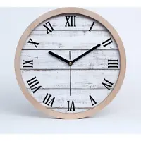 Tulup Holzuhr 30fi cm wanduhr - schwarze Spitzen - Holzwand