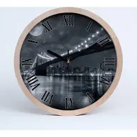 Tulup Holzuhr 30fi cm wanduhr - schwarze Spitzen - Brooklyn Brücke