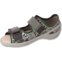 Befado Hausschuhe Sandalen Sunny 063X021 GAME grau mit Ledersohle