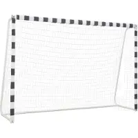 Syfax Fußballtor 300 x 200 x 90 cm Metall Schwarz und Weiß