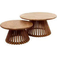 KAWOLA Couchtisch LANI Set 2-tlg. Mangoholz braun Fuß konisch