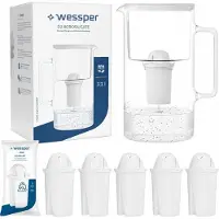 Wessper Glas-Filterkrug 3,3 l Weiß + 6x Aquaclassic 77 g Filter MWTZ-2DB6C