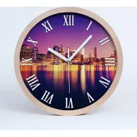Tulup Holzuhr 30fi cm wanduhr - weiße Spitzen - Manhattan New York