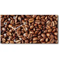 Tulup Wanduhr aus Glas – 60x30 cm - Glasbild - Glasuhr - Gehärtetes Glas - weisse-zeiger - Kaffeebohnen