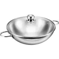 KOPF Josie 125419 Wokpfanne, 32 cm max. Durchmesser, Edelstahl, Induktionsherd-geeignet, inkl. Deckel