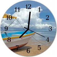 Tulup Glasuhr Wanduhr Küchenuhr Echt-Glas 30fi cm Kahn blau