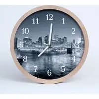 Tulup Holzuhr 30fi cm wanduhr - City-Nacht-Stadt