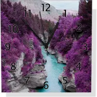 Wallario Design Wanduhr Fluss in lilafarbener Schlucht aus Aluverbund, Größe 30 x 30 cm