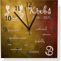 Wallario Design Wanduhr Sternzeichen Krebs aus Aluverbund, Größe 30 x 30 cm