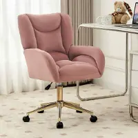 OKWISH Drehstuhl,Drehhocker，Bürostuhl,Relaxsessel,Höhenverstellung,für das Homeoffice im Innenbereich mit goldenen Beinen,Rosa
