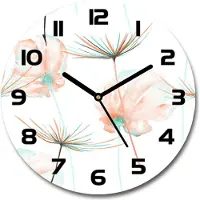 Tulup Wanduhr aus Glas 30fi Glasbild Glasuhr Gehärtetes Glas - schwarze-zeiger - Dandelion