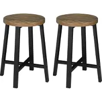 Woltu Esszimmerstühle 2er Set, Küchenstuhl, Esszimmerhocker, Küchenhocker, Hocker mit Metallbeinen, im Industrial Design, Vintage-Holzmaserung Schwarz