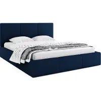 Markenlos Bett mit Lattenrost Jugendbett Doppelbett gepolsterte Boxspringbett Matratze, Farbe:blau, Größe:140x200, Matratze:ohne Matratze