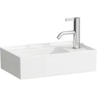 Laufen Kartell Handwaschbecken, Armaturenbank rechts, unterbaufähig, ohne Hahnloch, ohne Überlauf, 460x280mm, H815334A001121, Farbe: Weiß mit LCC Active