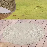 Carpetia Outdoor Designteppich Beige rund moderne Struktur wetterfest robust Größe - 120 cm Rund