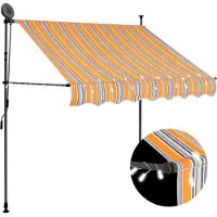 Syfax Einziehbare Markise Handbetrieben mit LED 100 cm Gelb und Blau