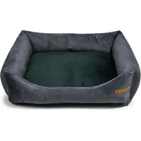 Rexproduct Frida – Nachhaltiges Hundebett und Katzenbett mit hohen Seiten, waschbar & wasserabweisend, Graphite und Grün, Größe M