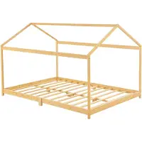 In And OutdoorMatch Kinderbett Alina – Hausbett – Bambus – 120 x 200 cm – für Jungen – für Mädchen