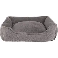 Merkloos Hundebett für Hunde und Katzen, grau, mit abnehmbarem Bezug und rutschfestem Boden, 75 x 60 cm