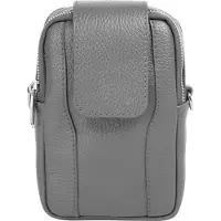 Samantha Look Umhängetasche "Damen echt Leder, Made in Italy", Damen, Gr. B/H/T: 19cm x 10cm x 4cm onesize, grau, Leder, unifarben, Taschen Umhängetasche, echt Leder, Made in Italy