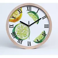 Tulup Holzuhr 20fi cm wanduhr - schwarze Spitzen - Zitrone und Limette
